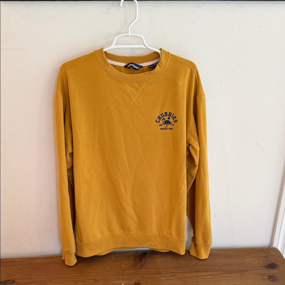 chubbies Men's Mustard Crewneck Sweatshirt with Chest Logo